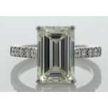 18ct White Gold Single Stone Emerald Cut Diamond Ring (D5.00) 5.35 Carats
