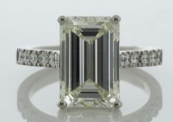 18ct White Gold Single Stone Emerald Cut Diamond Ring (D5.00) 5.35 Carats