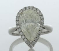 18ct White Gold Pear Cut Diamond Shoulder Set Ring (4.07) 4.57 Carats