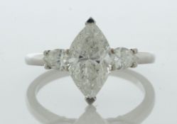 18ct White Gold Single Stone Prong Set With Stone Set Shoulders Diamond Ring (2.00) 2.50 Carats