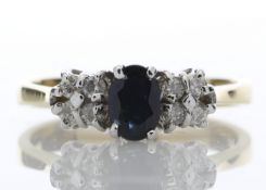 18ct Cluster Claw Set Diamond Sapphire Ring (S0.50) 0.50 Carats