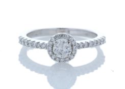 18ct White Gold Single Stone With Halo Setting Ring (0.31) 0.63 Carats