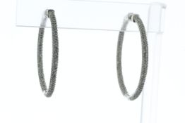 9ct White Gold Full Eternity Diamond Hoop Earrings 2.00 Carats