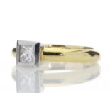 18ct Single Stone Princess Cut Rub Over Diamond Ring 0.45 Carats