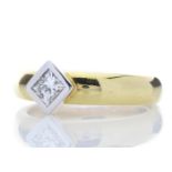 18ct Single Stone Princess Cut Rub Over Diamond Ring 0.40 Carats