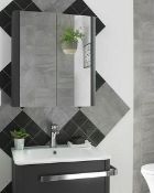 Brand New Boxed Linen Bathroom Mirror Cabinet 600mm - Grey RRP £245 **No Vat**