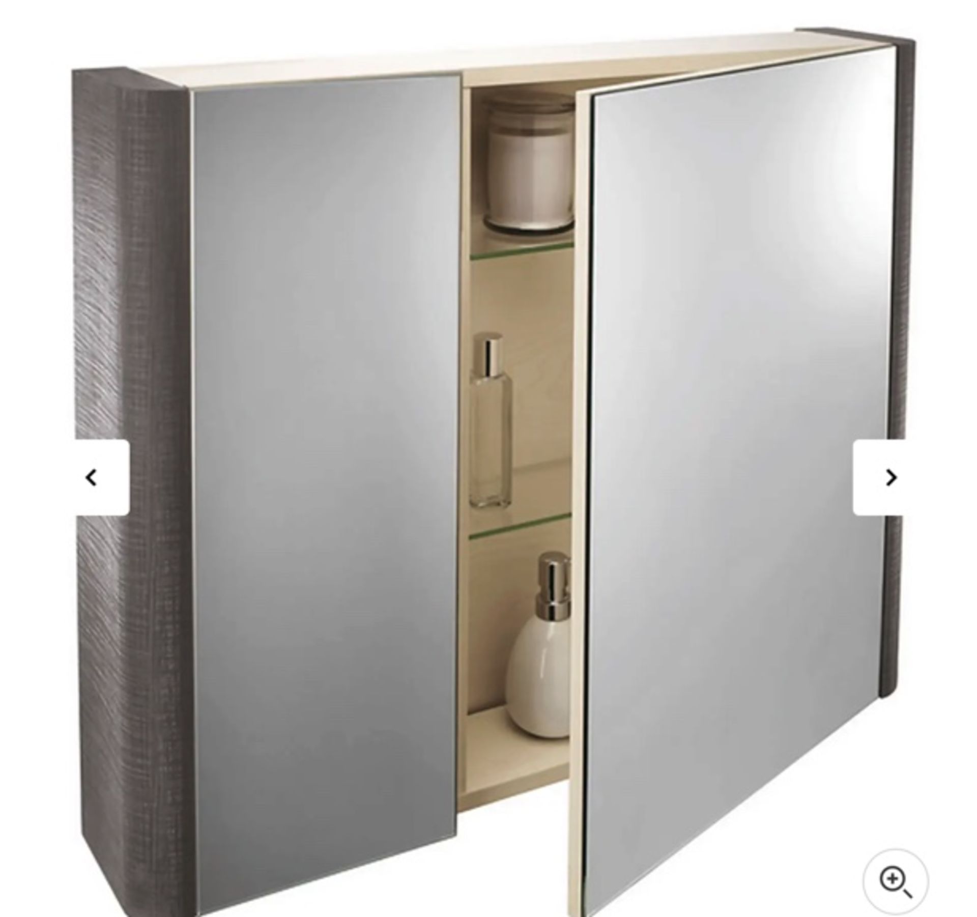 Brand New Boxed Linen Bathroom Mirror Cabinet 800mm - Grey RRP £280 **No Vat**