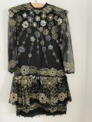 Zandra Rhodes 100% Hand Printed Silk Long Sleeve Mini Dress