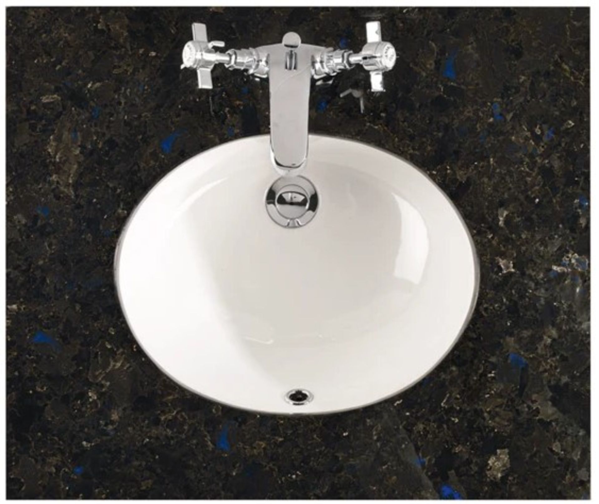 Total RRP £12,000. 40 x Bathstore Savoy Old English 790 Black/Blue Granite Top With Ceramic Under