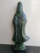 A Large Green Nephrite / Spinach Jade Carved Chinese Goddess Sculpture