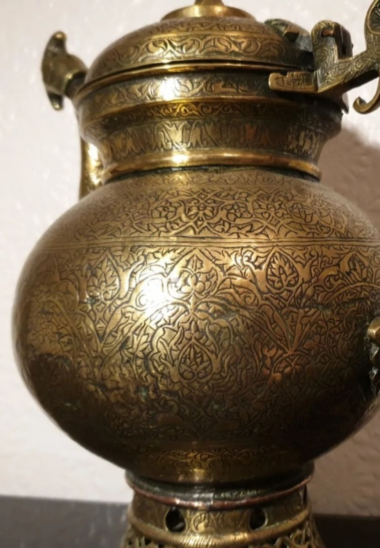 Antique Indo Persian Large Cast Brass / Bronze / Copper Teapot Samovar - Image 8 of 8