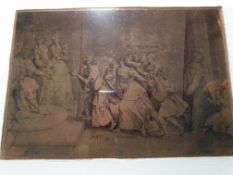 Two Small Copper Printing Matrix Plates, The Calumny of Apelles and Army Scene