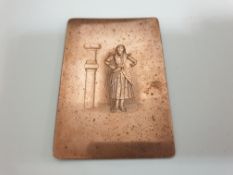 Copper Engraved Antique Printing Matrix Plate Model, Bookplate Picture, 19th Century