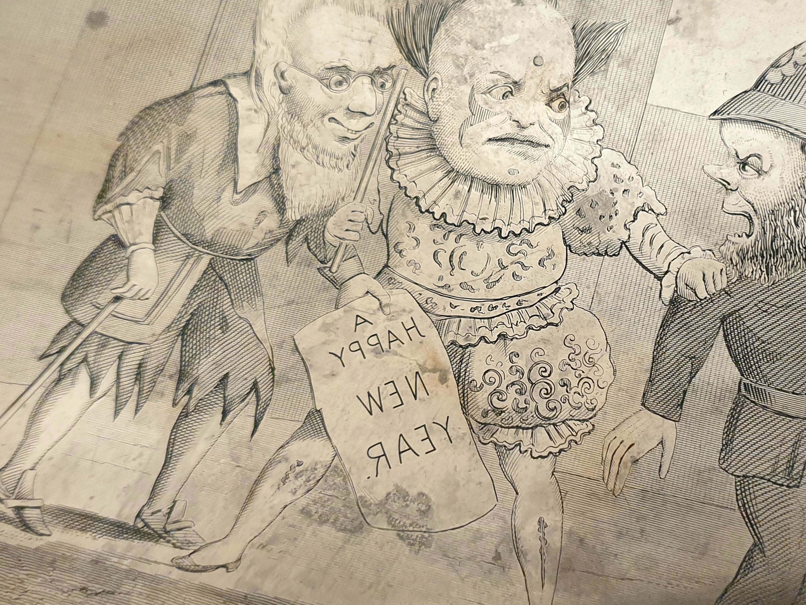 Rare Antique Copper Engraved Printing Matrix Plate, The Xmas Clown Pantomime - Police Station N1 - Image 4 of 4