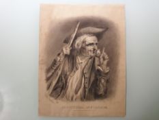 Antique Pencil / Charcoal Pirate Drawing, Signed By The Artist