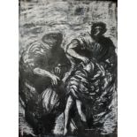 Manner of Impressionist Leon Kossoff, Unsigned Black and White Abstract Painting