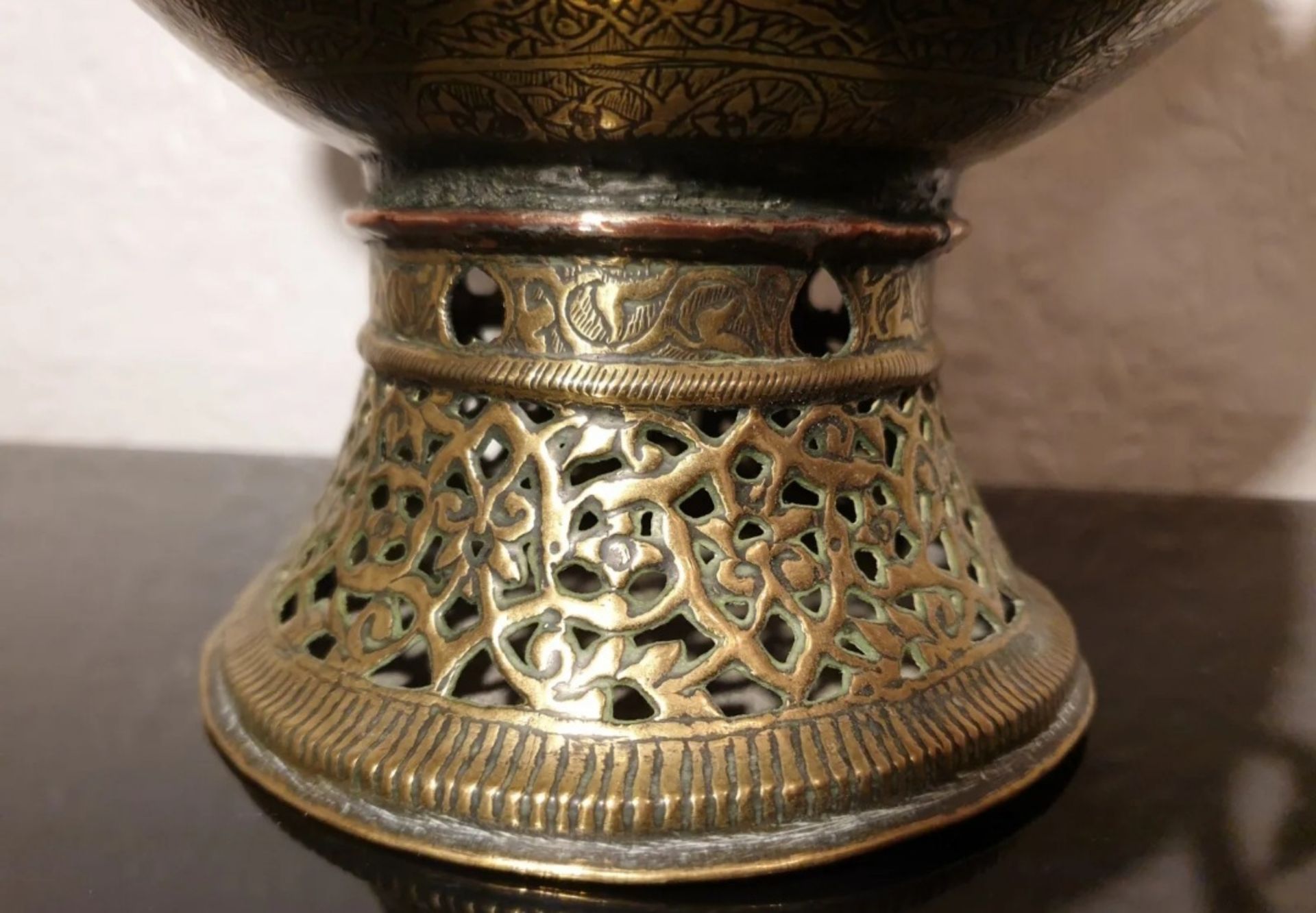 Antique Indo Persian Large Cast Brass / Bronze / Copper Teapot Samovar - Image 5 of 8