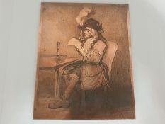 Copper Engraved Antique Printing Matrix Plate The Politician After William Hogarth