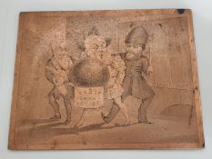 Rare Antique Copper Engraved Printing Matrix Plate, The Xmas Clown Pantomime - Confectioner N1