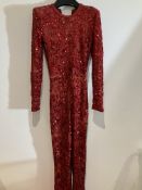 Nadien Merabi Red Sequin Jump Suit Worn By Vanessa Hudgens