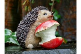 1x Hedgehog With Apple Home/Garden Ornament