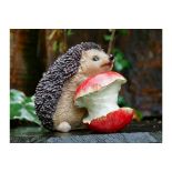 1x Hedgehog With Apple Home/Garden Ornament