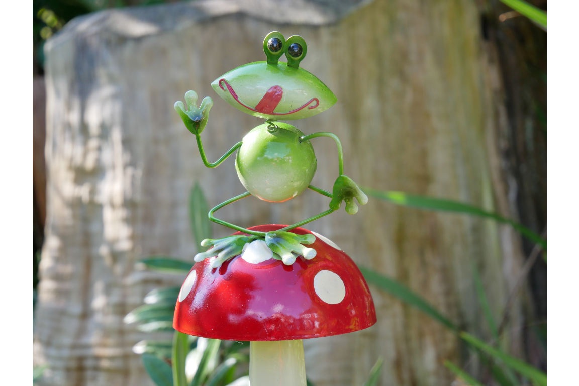 Frog On Mushroom Stake x6