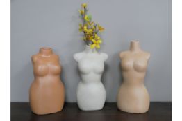 Set of 3 Ceramic Lady Vases