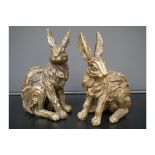 Set of 2 Wood Effect Hares