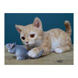 1x Cat and Mouse Garden/Home Ornament