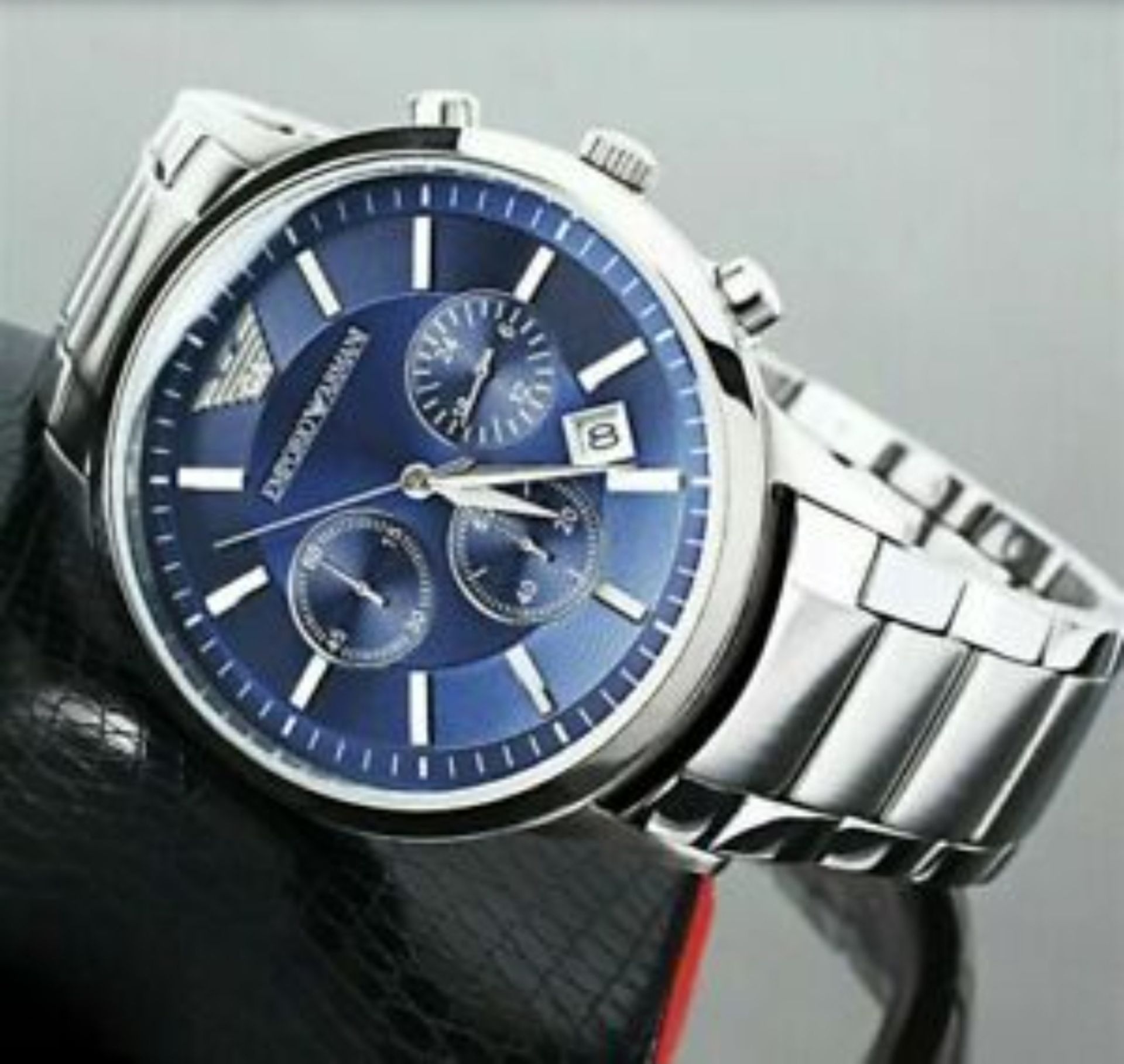 Emporio Armani AR2448 Men's Blue Dial Silver Bracelet Chronograph Watch - Image 2 of 5