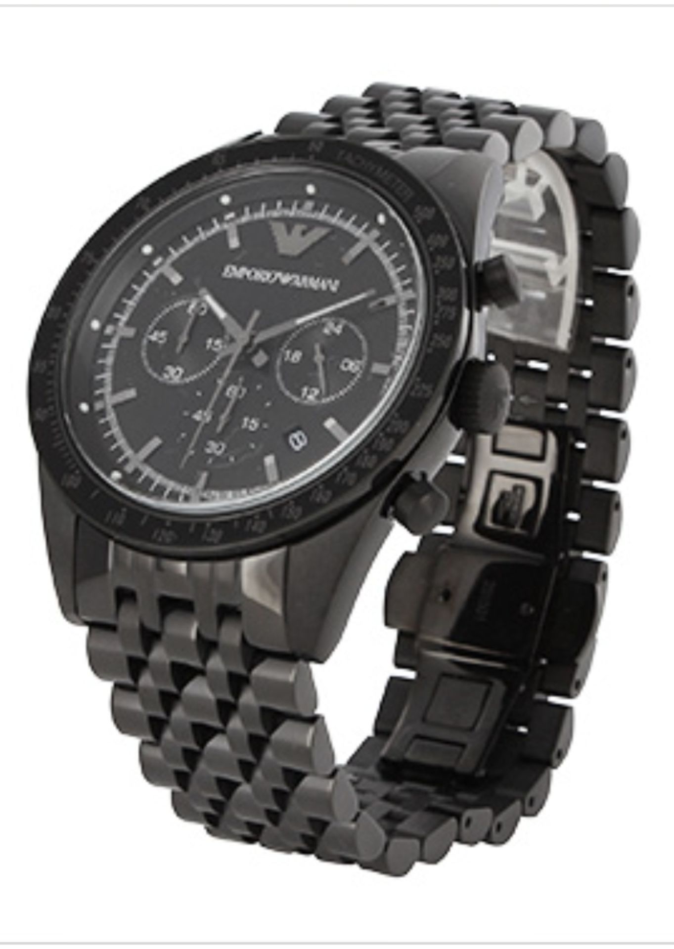 Emporio Armani AR5989 Men's Tazio Black Stainless Steel Bracelet Chronograph Watch - Image 4 of 9