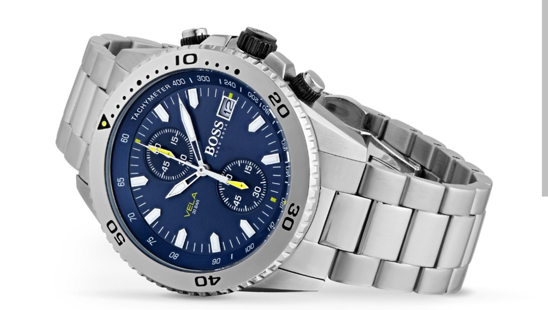 Hugo Boss 1513775 Men's Vela Silver Stainless Steel Bracelet Quartz Chronograph Watch - Image 7 of 10