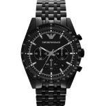 Emporio Armani AR5989 Men's Tazio Black Stainless Steel Bracelet Chronograph Watch