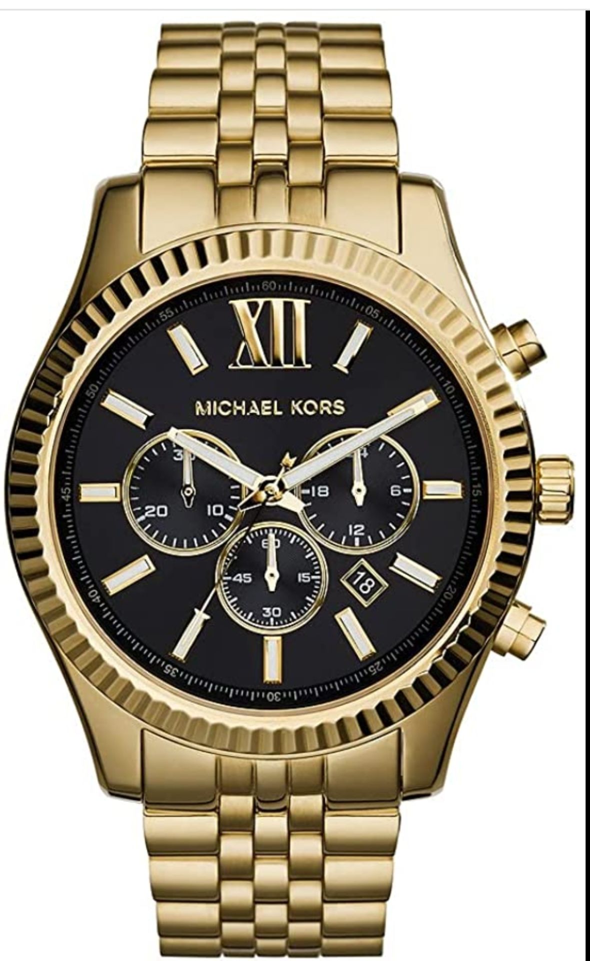 Men's Michael Kors Lexington Gold Bracelet Chronograph Watch Mk8286