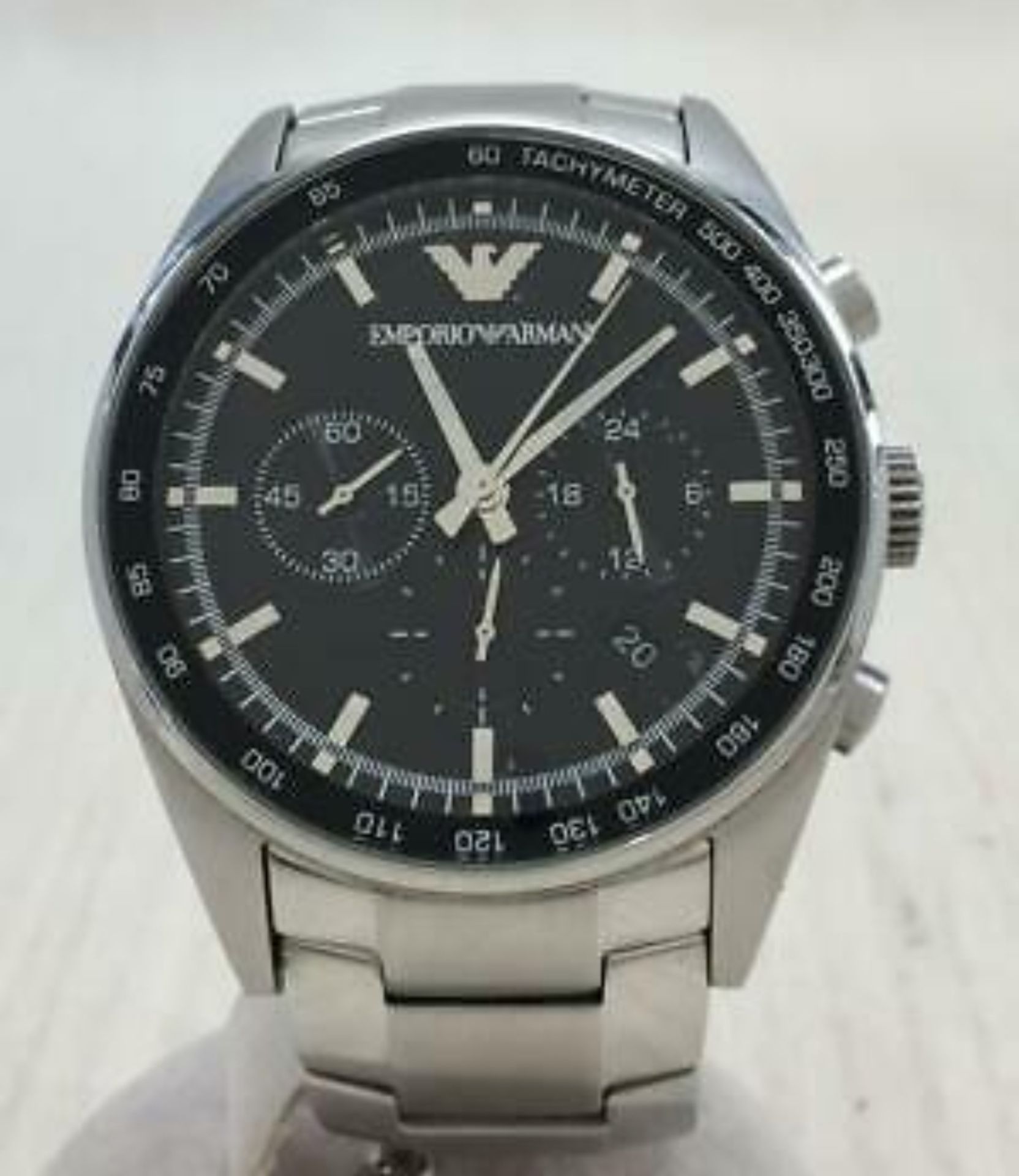 Emporio Armani AR5980 Men's Sportivo Black Dial Silver Bracelet Quartz Chronograph Watch - Image 2 of 8