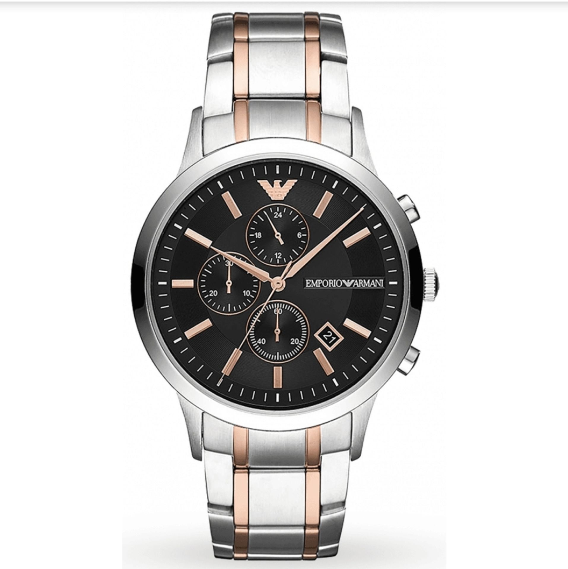 Emporio Armani AR11165 Men's Renato Two Tone Stainless Steel Bracelet Chronograph Watch