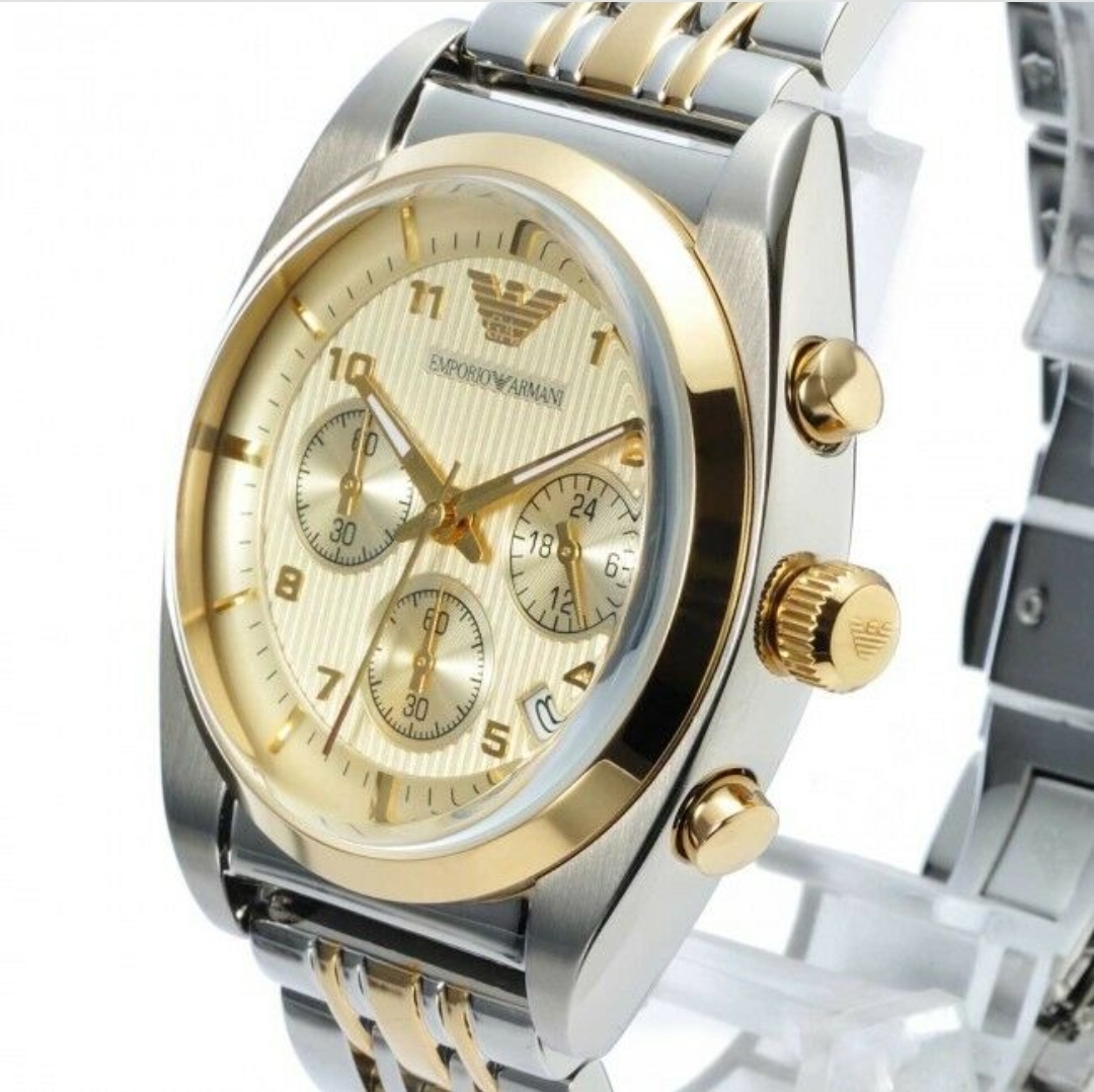 Emporio Armani AR0396 Men's Two Tone Gold & Silver Quartz Chronograph Watch - Image 5 of 7