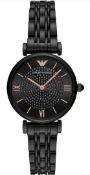 Emporio Armani AR11245 Ladies Black Dial Black Bracelet Quartz Chronograph Watch