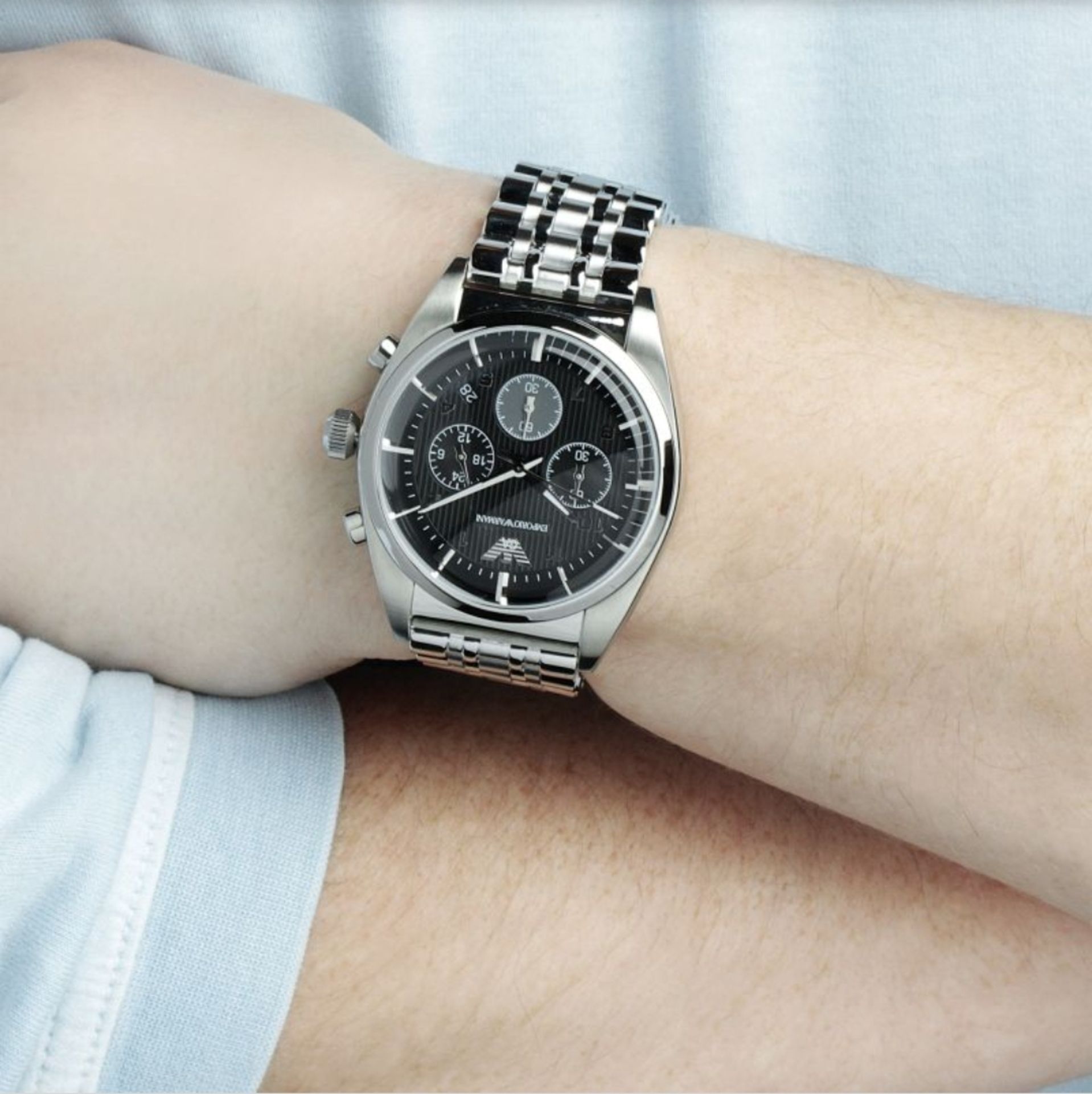 Emporio Armani AR0373 Men's Silver Bracelet Quartz Chronograph Watch - Image 4 of 5