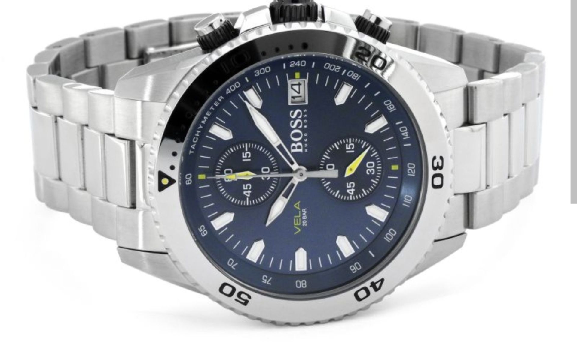 Hugo Boss 1513775 Men's Vela Silver Stainless Steel Bracelet Quartz Chronograph Watch - Image 8 of 10