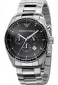 Emporio Armani AR0585 Men's Classic Silver Bracelet Chronograph Watch