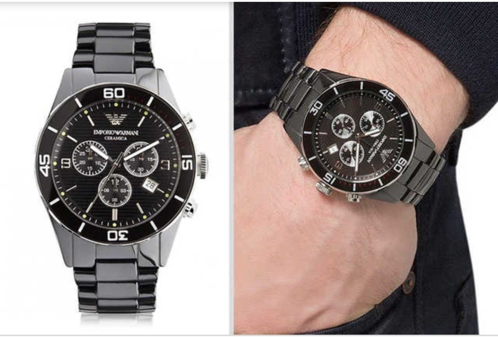 Emporio Armani AR1421 Men's Black Ceramica Chronograph Watch - Image 5 of 6