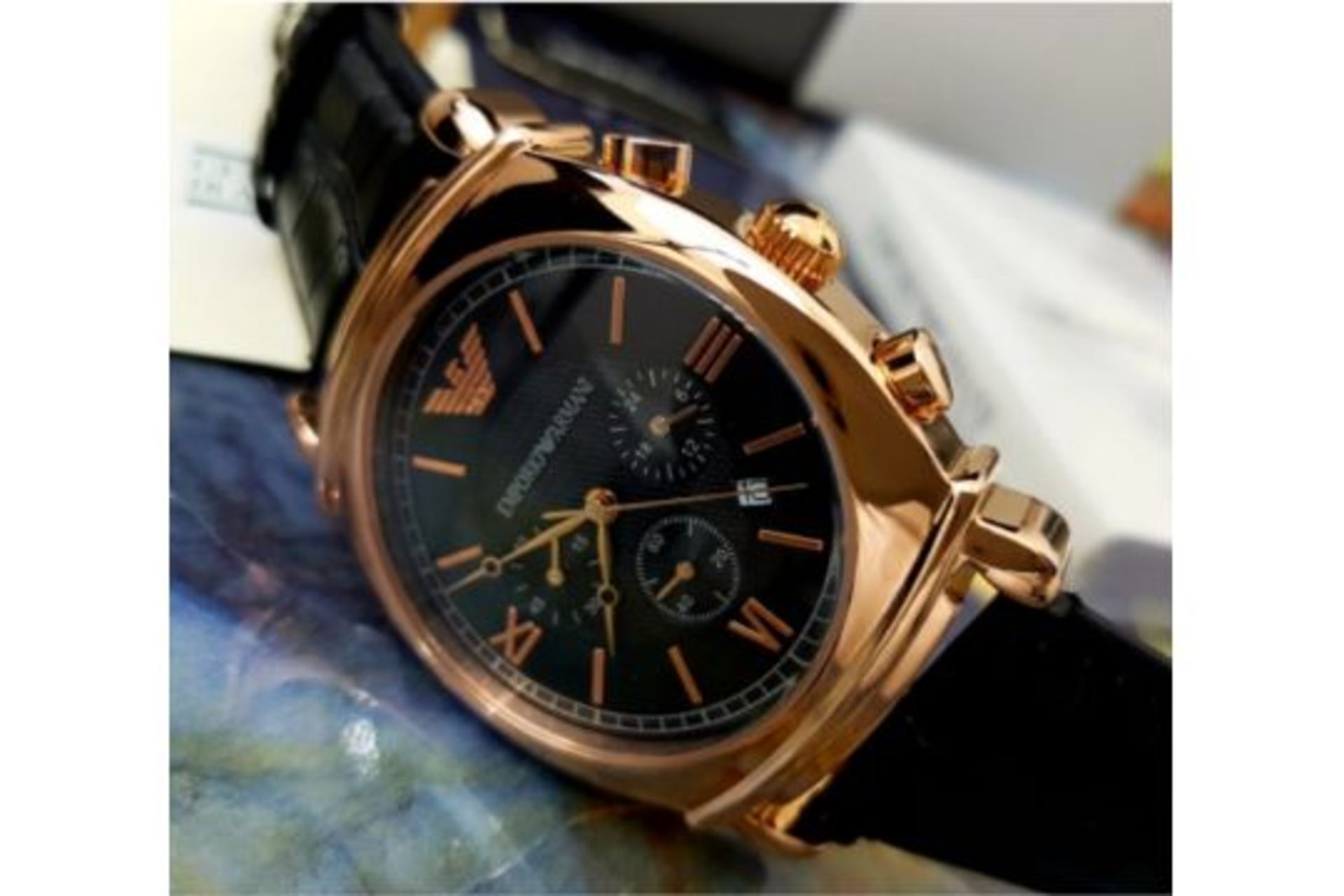 Emporio Armani Mens Rose Gold Watch AR0321 - Image 3 of 8