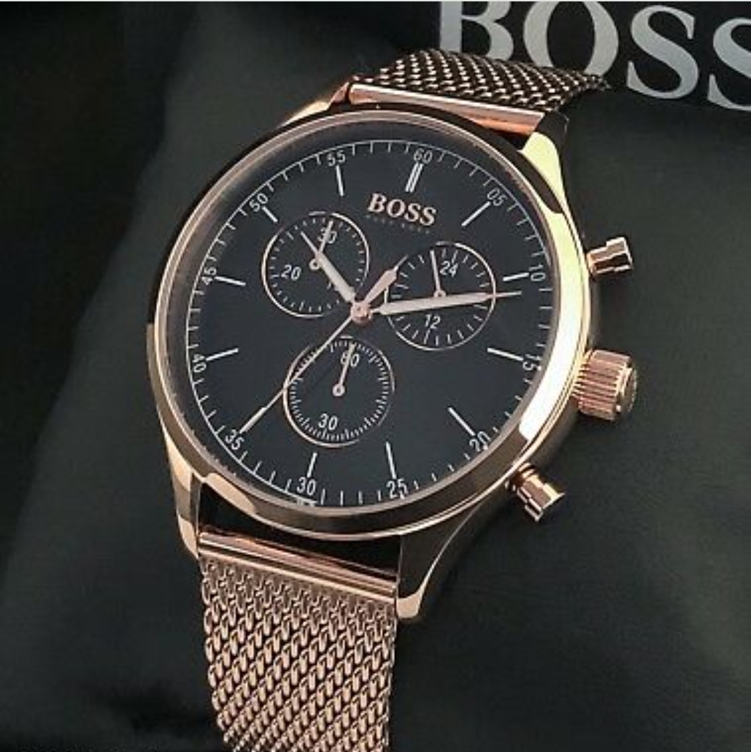 Hugo Boss 1513548 Men's Companion Rose Gold Mesh Band Quartz Chronograph Watch - Image 4 of 6
