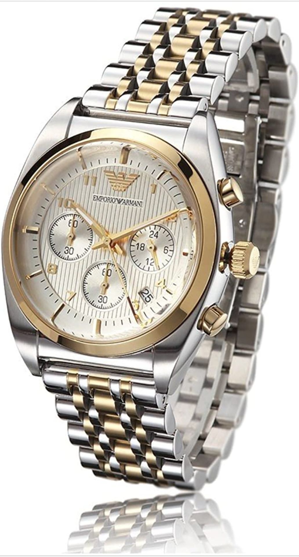 Emporio Armani AR0396 Men's Two Tone Gold & Silver Quartz Chronograph Watch