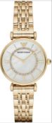 Emporio Armani AR1907 Ladies Mother of Pearl Dial Gold Tone Bracelet Quartz Watch