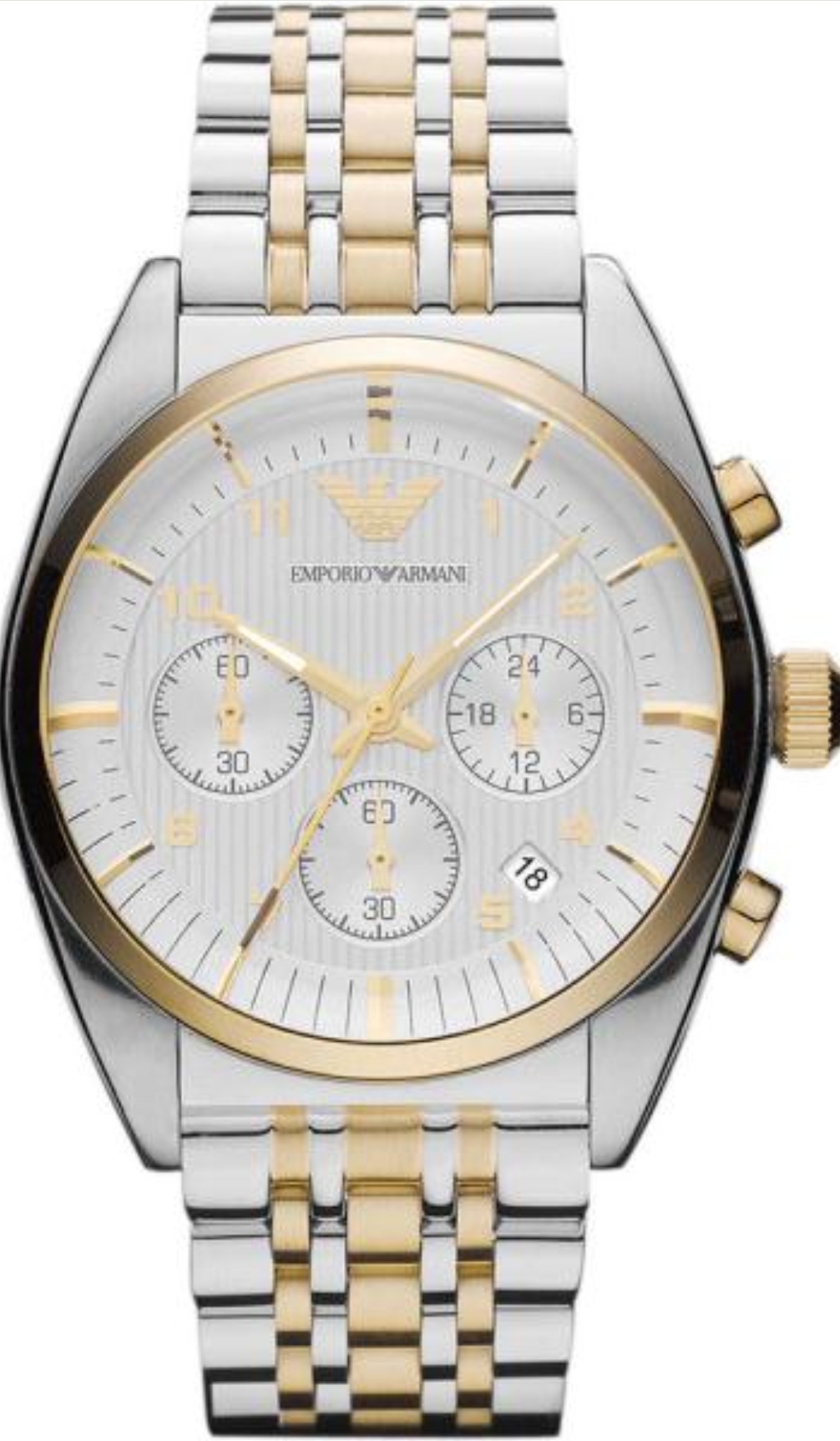 Emporio Armani AR0396 Men's Two Tone Gold & Silver Quartz Chronograph Watch - Image 2 of 7