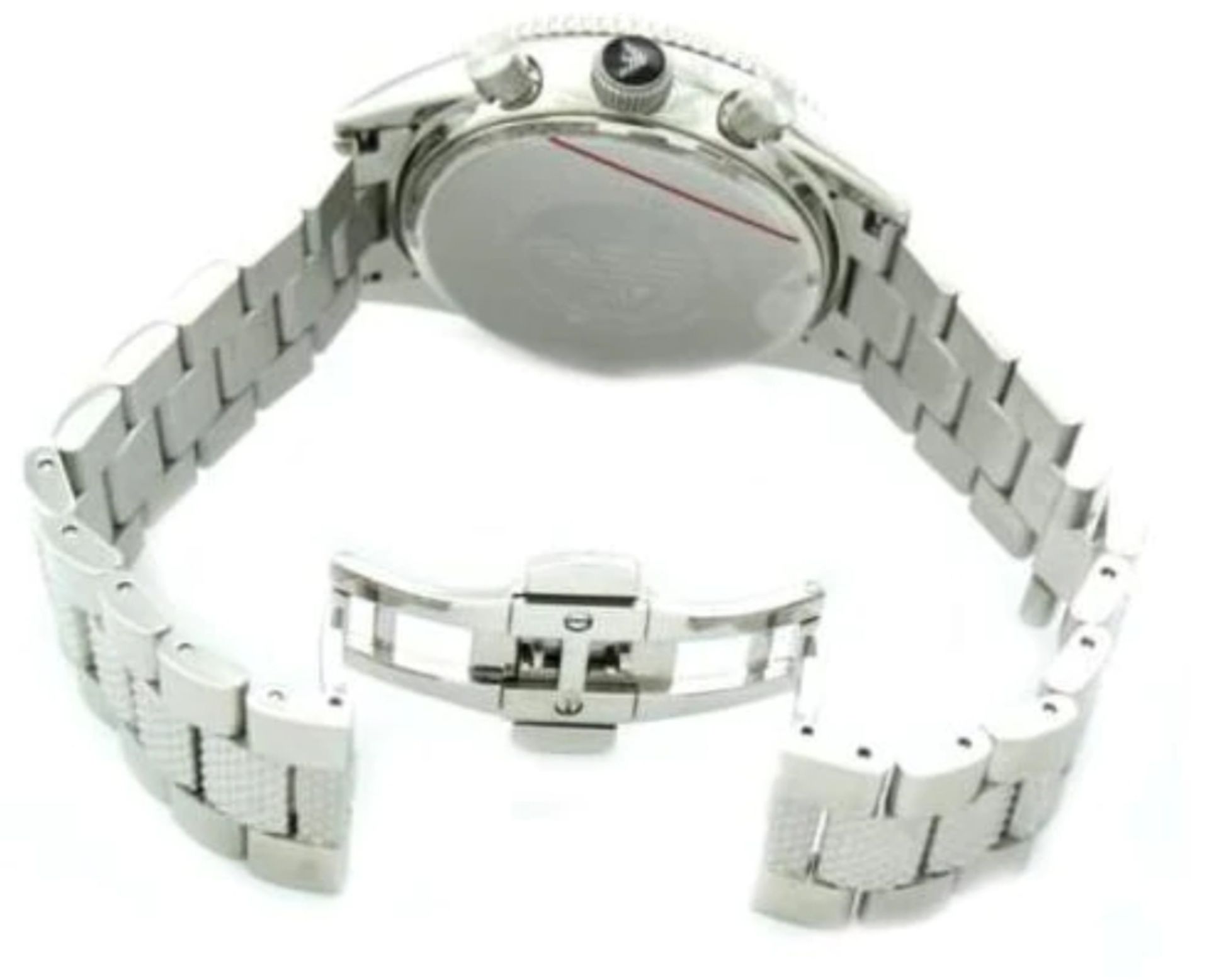 Emporio Armani AR5855 Men's Black Dial Silver Tone Bracelet Quartz Chronograph Watch - Image 7 of 8