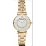 Emporio Armani AR1907 Ladies Mother of Pearl Dial Gold Tone Bracelet Quartz Watch